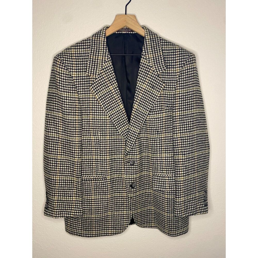 Evan-Picone Vintage USA Union Made Pure Wool Houndstooth Blazer Coat Men's 40S